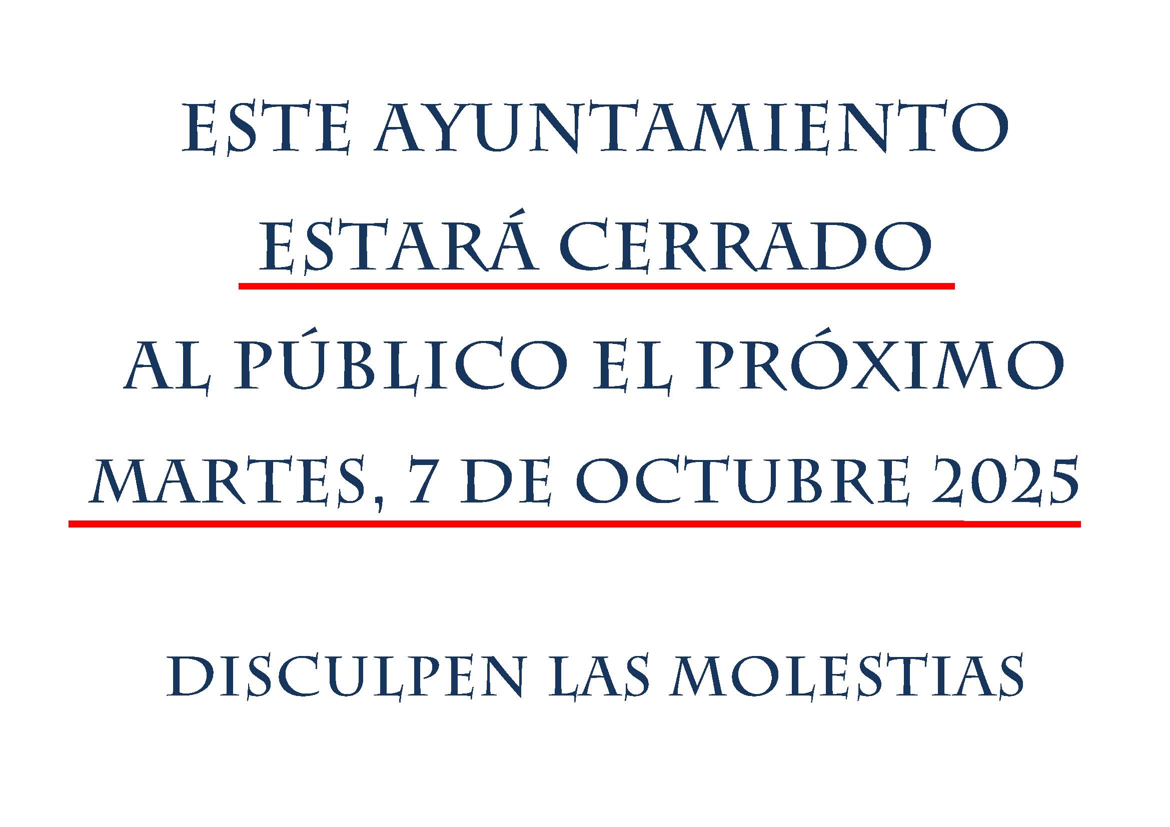 Cierre al publico oficinas del ayuntamiento